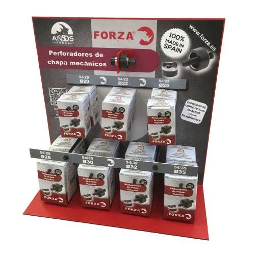 EXPOSITOR DE PERFORADORES DE CHAPA REDONDOS FORZA