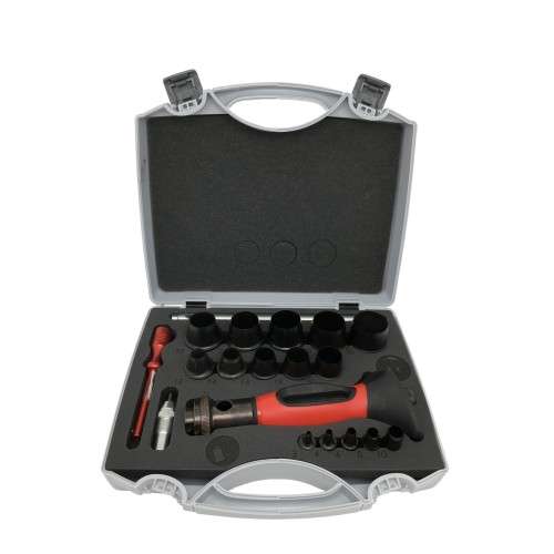 JUEGO DE SACABOCADOS INTERCAMBIABLES FORZA DE 3 A 30MM + COMPAS 330MM